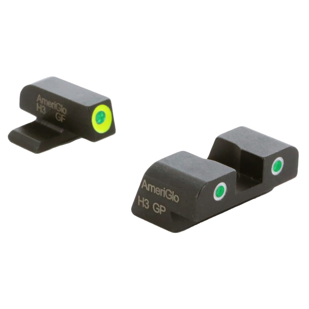Ameriglo Spartan Green Tritium w/LumiGreen Outline Front, Green Tritium w/White Outline Rear 3-Dot Night Set for Sig (#8 Front/#8 Rear) SG-743 - Ameriglo