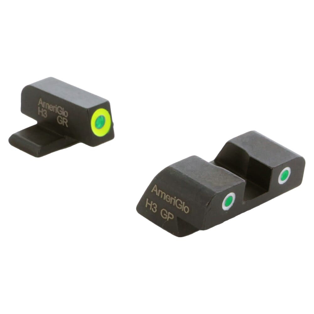 Ameriglo Spartan Green Tritium w/LumiGreen Outline Front, Green Tritium w/White Outline Rear 3-Dot Night Set for Sig (#6 Front/#8 Rear) SG-747 - Ameriglo