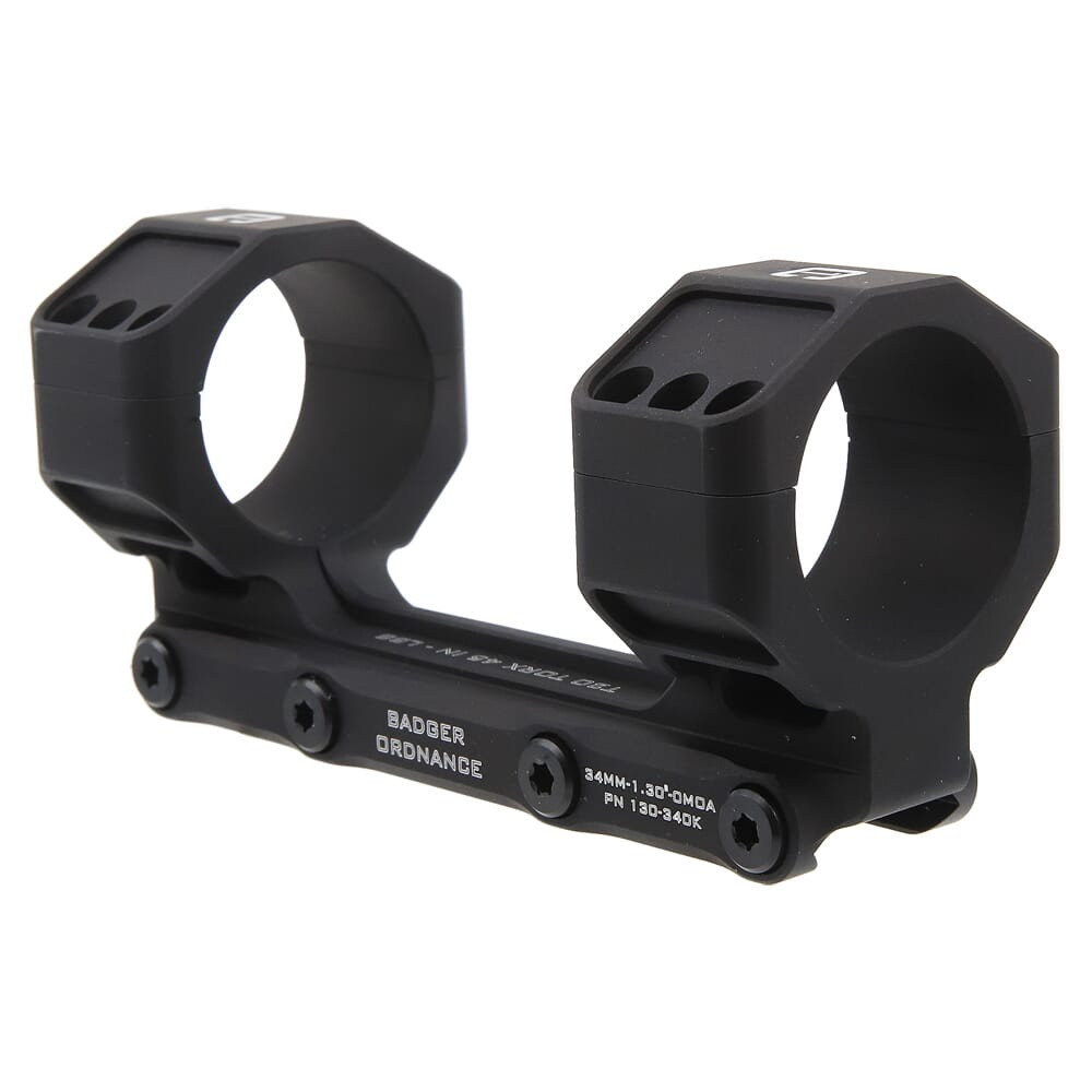 Badger Ordnance C.O.M.M. MAX 34mm 1.30" 0MOA Black Scope Mount 130-340KB - Badger Ordnance