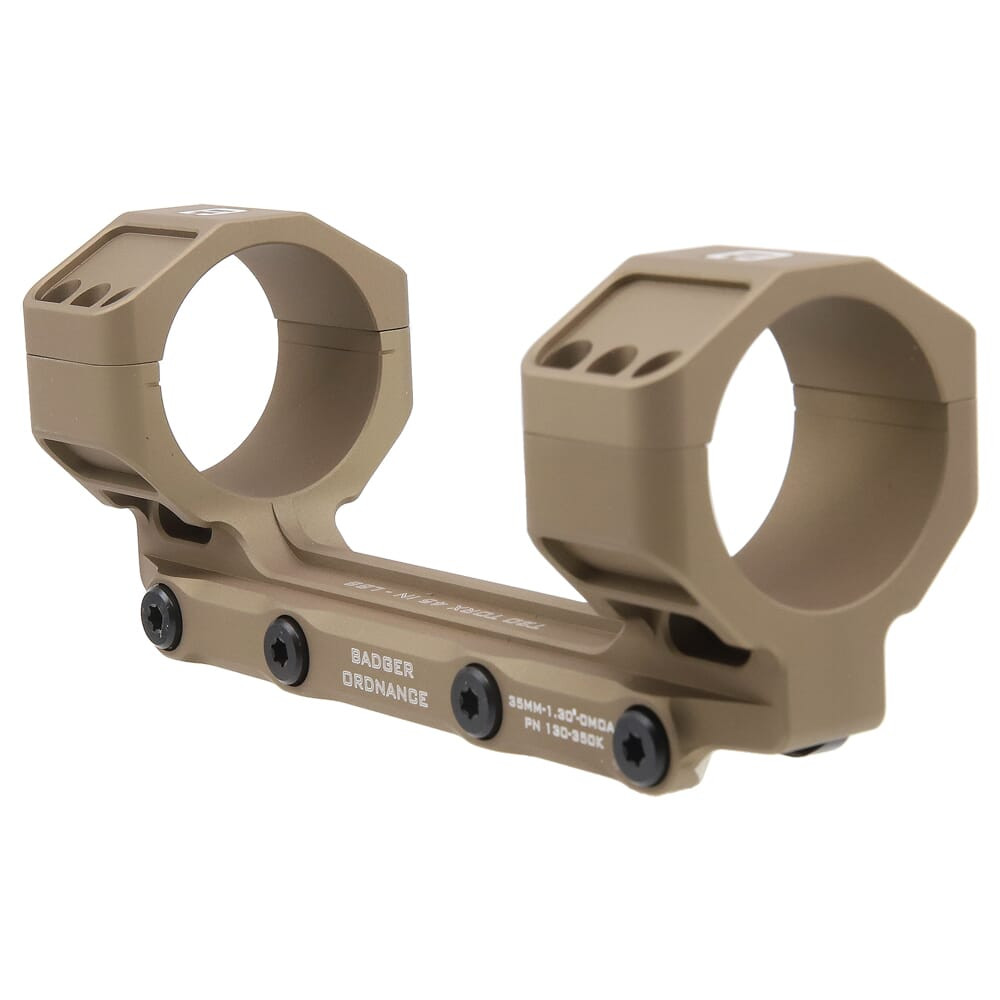 Badger Ordnance C.O.M.M. MAX 35mm 1.30" 0MOA Tan Scope Mount 130-350K - Badger Ordnance