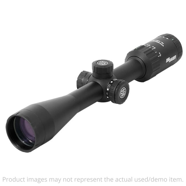 Sig Sauer WHISKEY3 Scope 4-12x40mm 1 In SFP Hellfire Quadplex Illum Reticle 0.25 MOA Adj Black SOW34206 - Slight Ring Marks UA4407 - USED/MISC