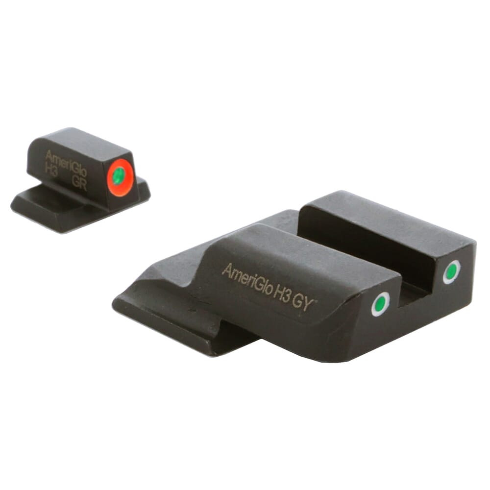 Ameriglo Spartan Grn Trit w/Org Outline Front, Grn Trit w/White Outline Rear 3-Dot Night Sight for S&W M&P (Excl. .22,.380, Shield, EZ, Pro) SW-247 - Ameriglo
