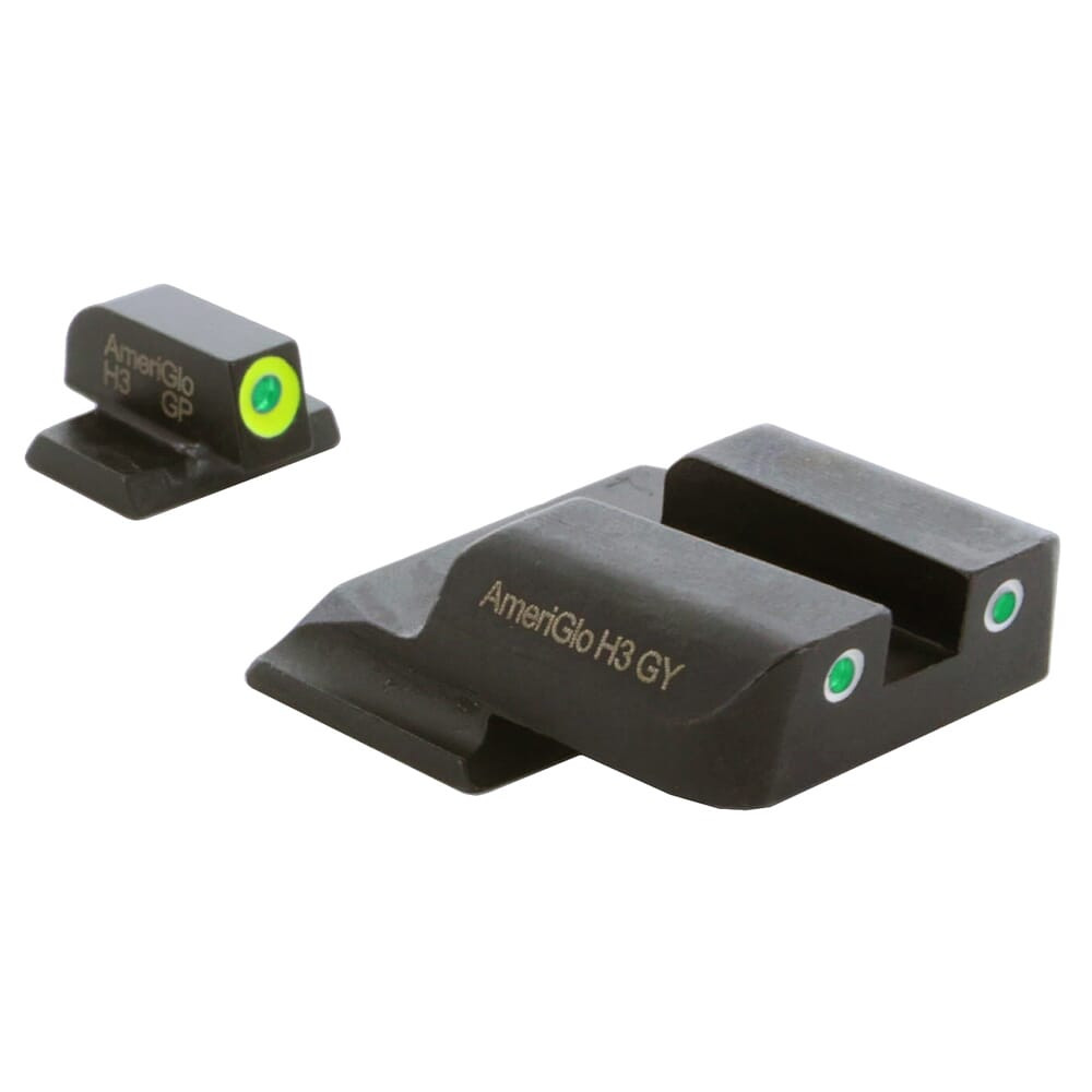 Ameriglo Spartan Grn Trit w/LumiGreen Outline Front, Grn Trit w/Wht Outline Rear 3-Dot Night Sight for S&W M&P (Excl. 22,380, Shield, EZ, Pro) SW-249 - Ameriglo
