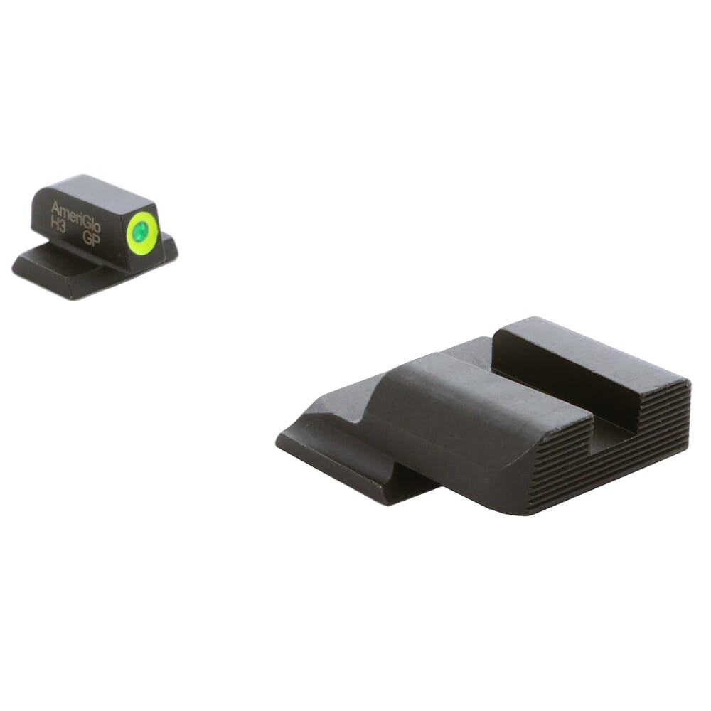 Ameriglo Protector Green Tritium w/LumiGreen Outline Front, Black Serrated Rear Sight Set for S&W M&P Shield (Excl. EZ) SW-543 - Ameriglo
