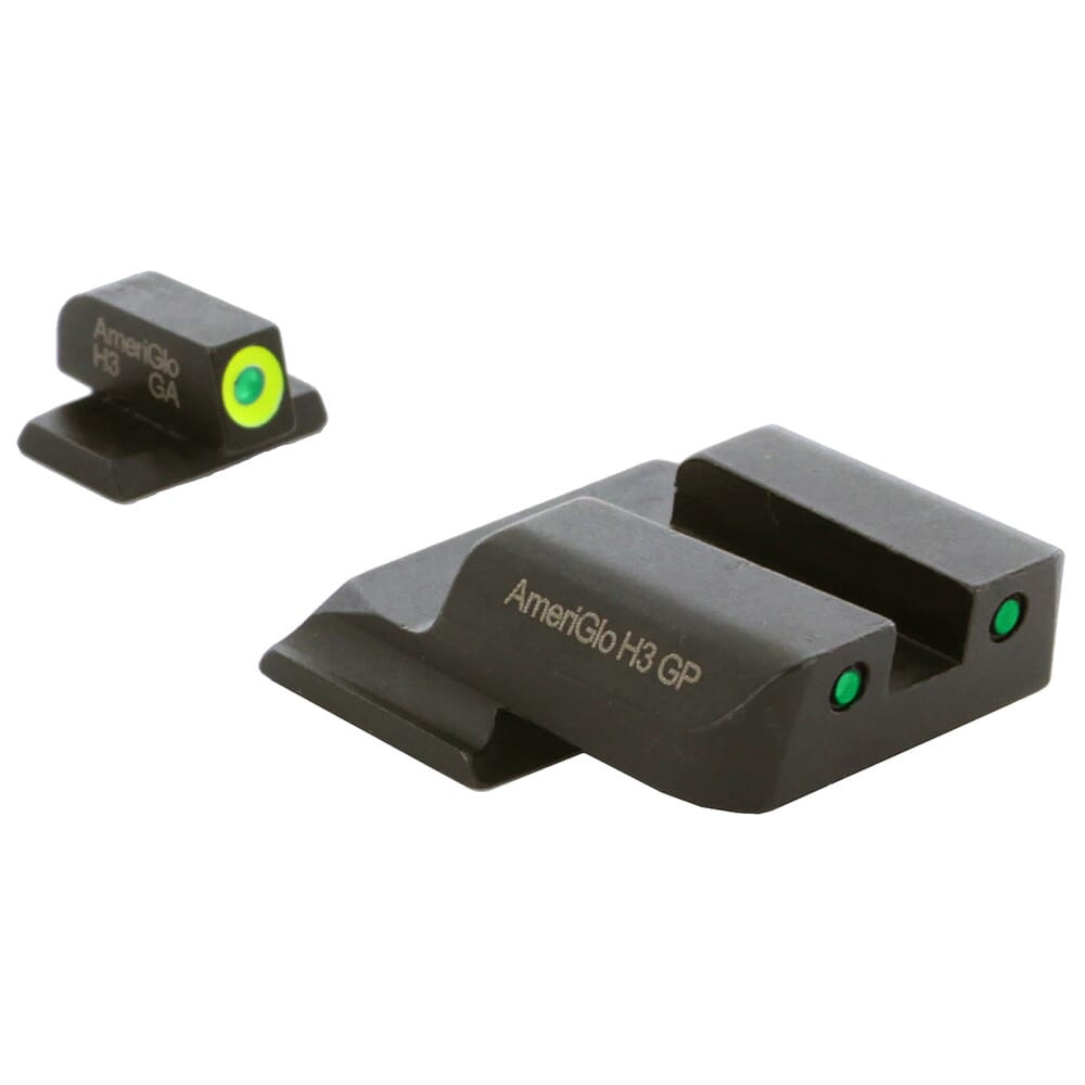 Ameriglo Spartan Grn Trit w/LumiGreen Outline Front, Grn TritBlack Outline Rear 3-Dot Night Sight for S&W M&P (Excl. .22,.380, Shield, EZ, Pro) SW-546 - Ameriglo