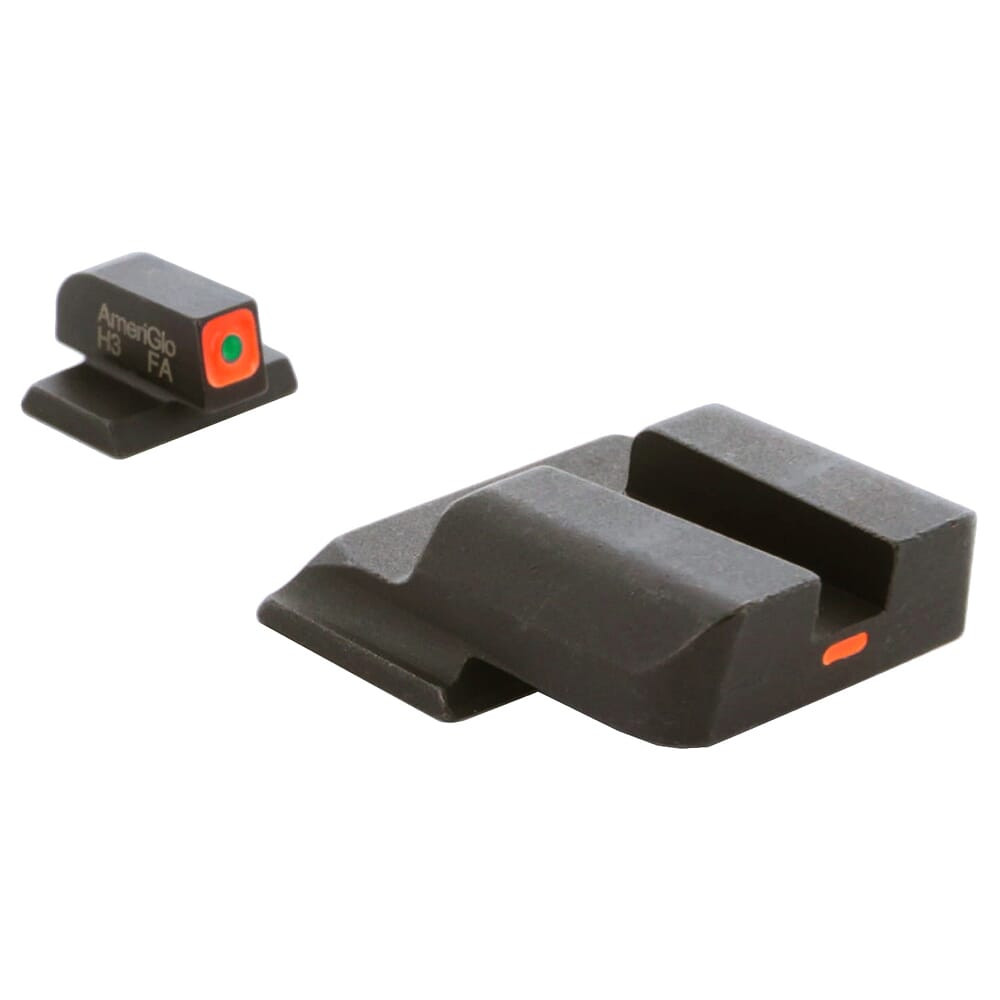 Ameriglo CAP Green Tritium Orange Sq Outline Front, Orange Line Non-Trit Rear Sight Set for S&W M&P (Excl. .22,.380, Shield, EZ, Pro) SW-616 - Ameriglo