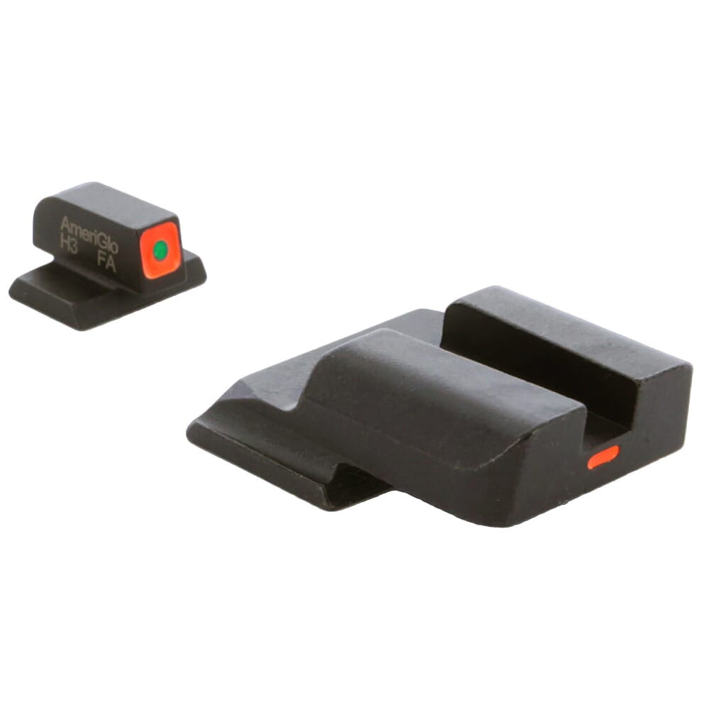 Ameriglo CAP Green Tritium Orange Sq Outline Front, Orange Line Non-Trit Rear Sight Set for S&W M&P Shield (Excl. EZ) SW-620 - Ameriglo