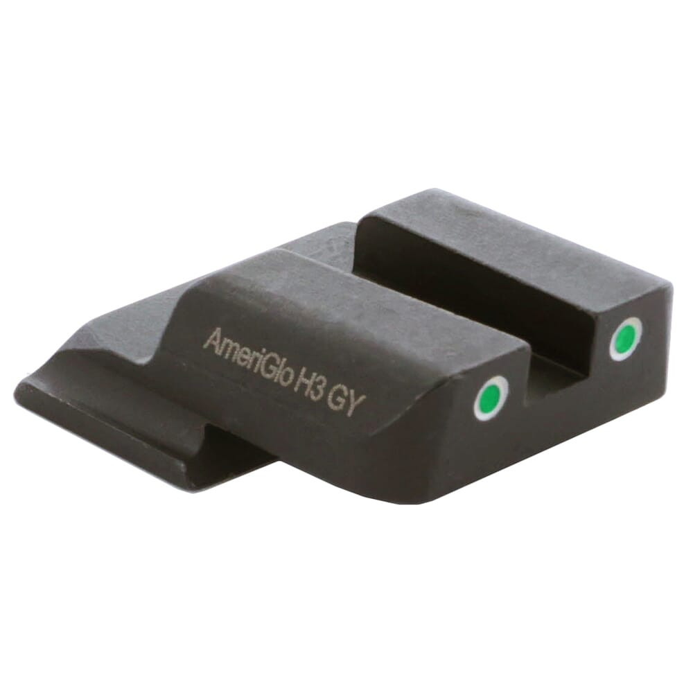 Ameriglo Green Tritium 2-Dot w/White Outlines .165" Sq Notch Rear Sight for S&W M&P (Excl. .22,.380, Shield, EZ, Pro) S&W-801R - Ameriglo