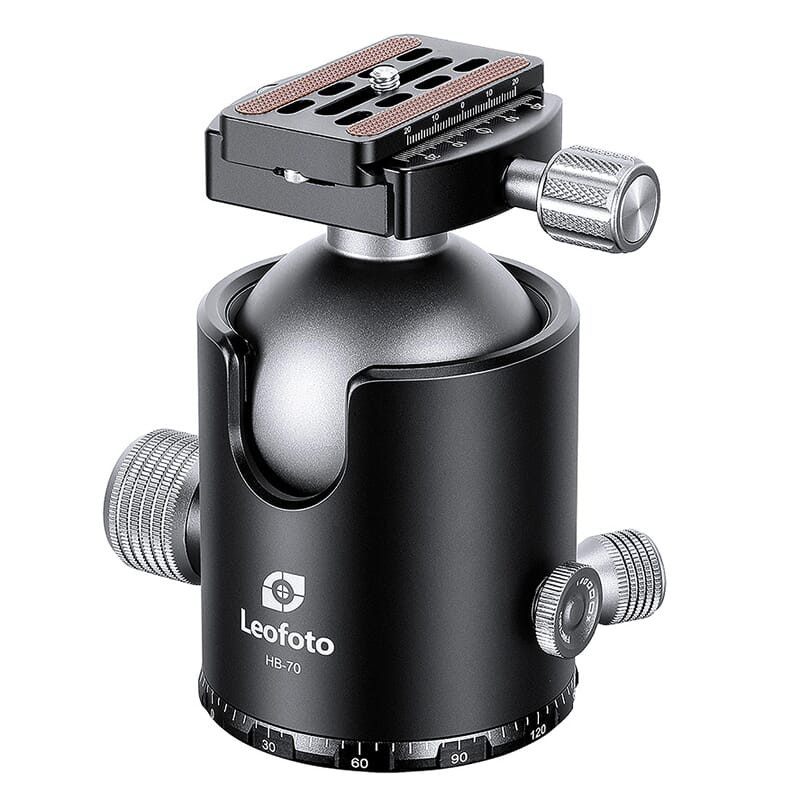 Leofoto HB-70 70mm Heavy Duty Ball Head w/Quick Release Plate & Case, Max Load 88lb HB-70 - Leofoto