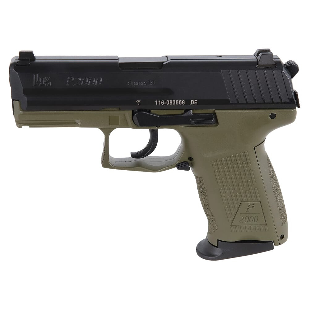 Heckler & Koch HK P2000 V3 9mm 3.66" DA/SA OD Pistol w/(3) 10rd Mags & Night Sights 81000064 - Heckler & Koch