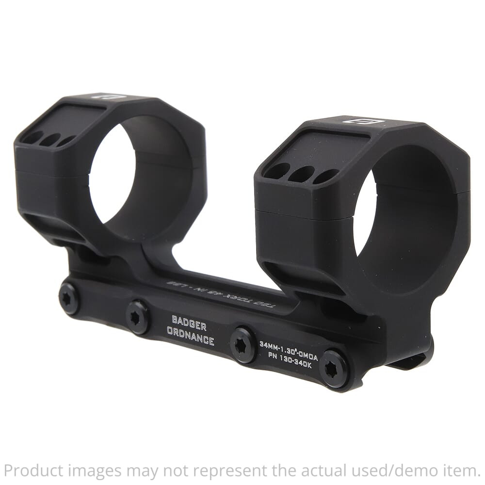 Badger Ordnance C.O.M.M. MAX 34mm 1.30" 0MOA Black Scope Mount 130-340KB Excellent Condition UA5151 - USED/MISC
