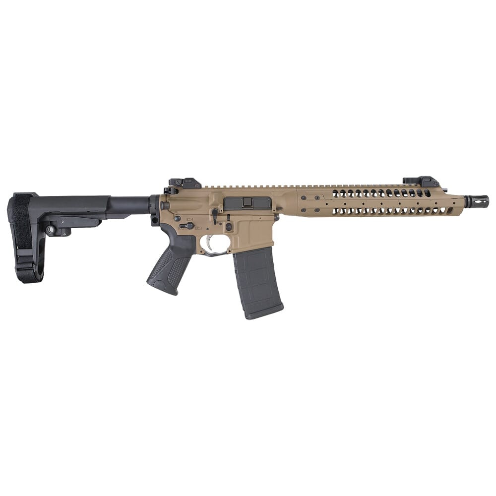 LWRC International LWRC IC-A5 5.56mm NATO 12.7" 1:7" 1/2x28 Bbl FDE Pistol w/SBA3 Brace ICA5P5CK12SBA3 - LWRC International