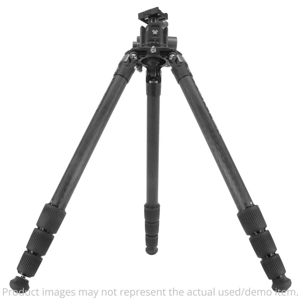Vortex Radian Carbon with Ball Head Tripod Kit w/Ball Head, Counterweight Hook, SS Spike Feet, Multi-Tool, Carry Case, QR Plate, and (3) Hex - 
