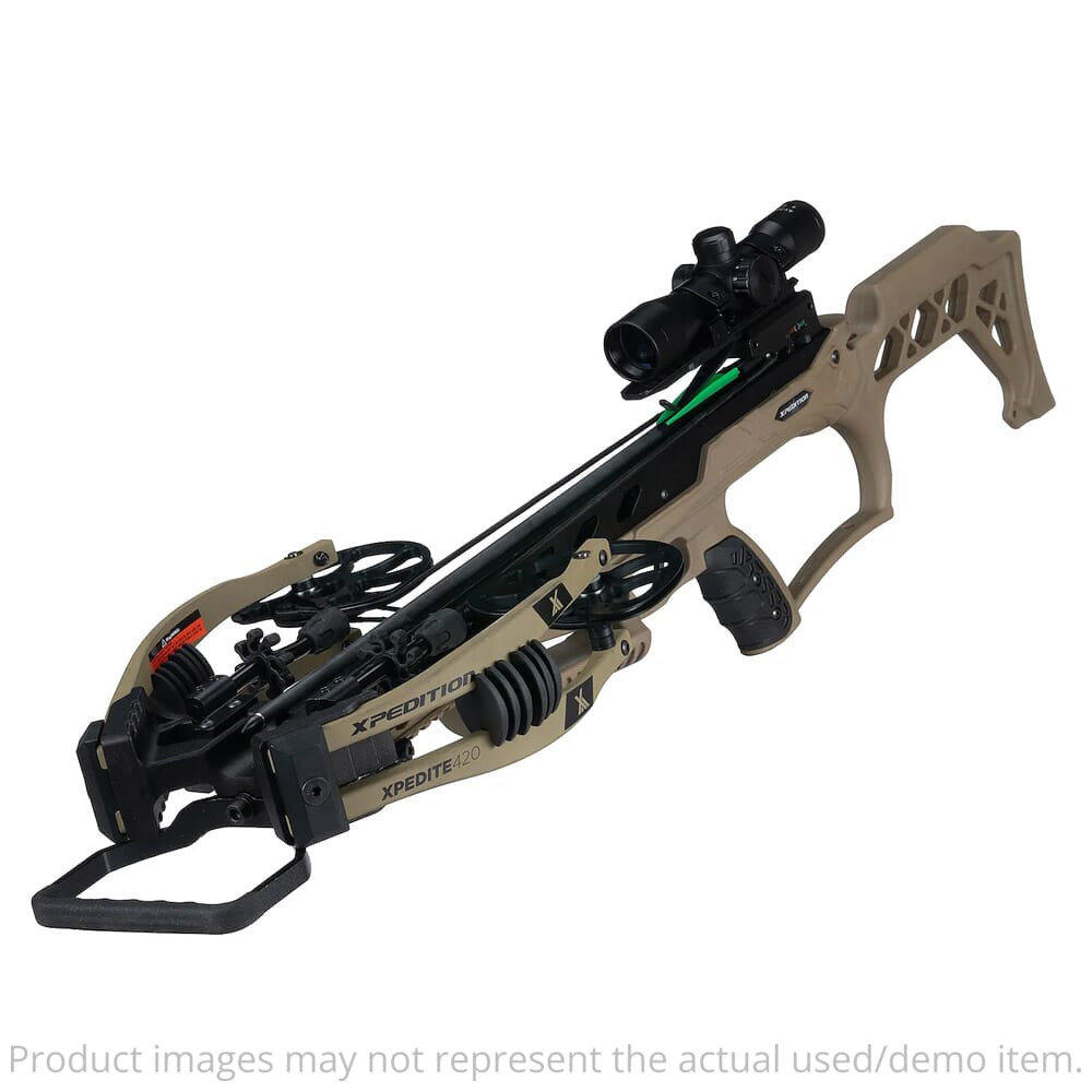 Xpedition Archery Xpedite420 Flat Dark Earth Crossbow XACW1004 - Box Damage, Light wear/scratches - Broken Bowstring UA5660 in Fde - Xpedition Archery