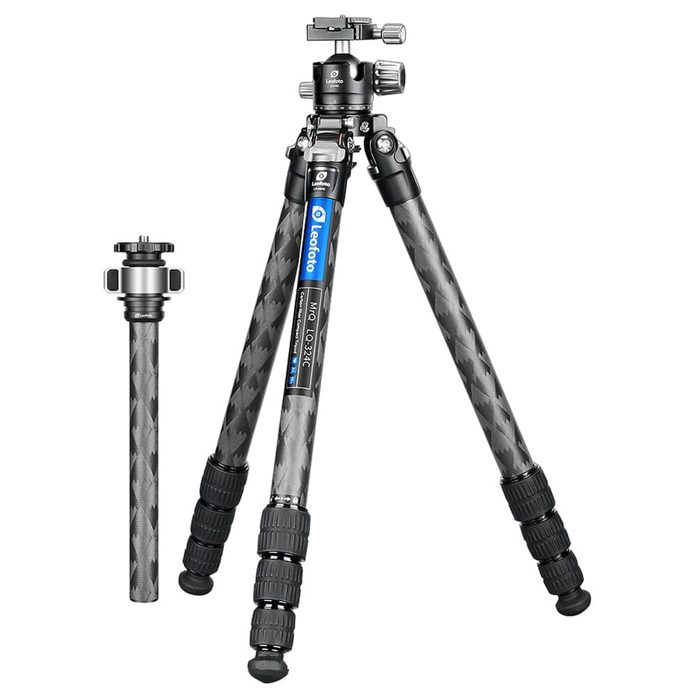 Leofoto LQ-324C Premium Carbon Fiber Tripod + LH-40 Low-Profile Ballhead w/Quick Swap Center Column+Apex Platform & Tripod Bag LQ-324C+LH-40 - Leofoto