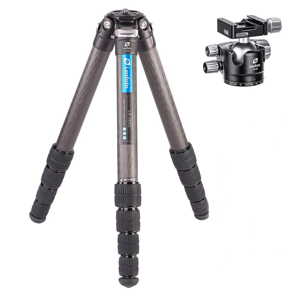 Leofoto LS Ranger Series LS-365C Professional Light Weight Carbon Fiber Tripod Kit w/Screw Knob Dual Clamp for Arca/Picatinny Rail LS-365C-LH-40SK - Leofoto