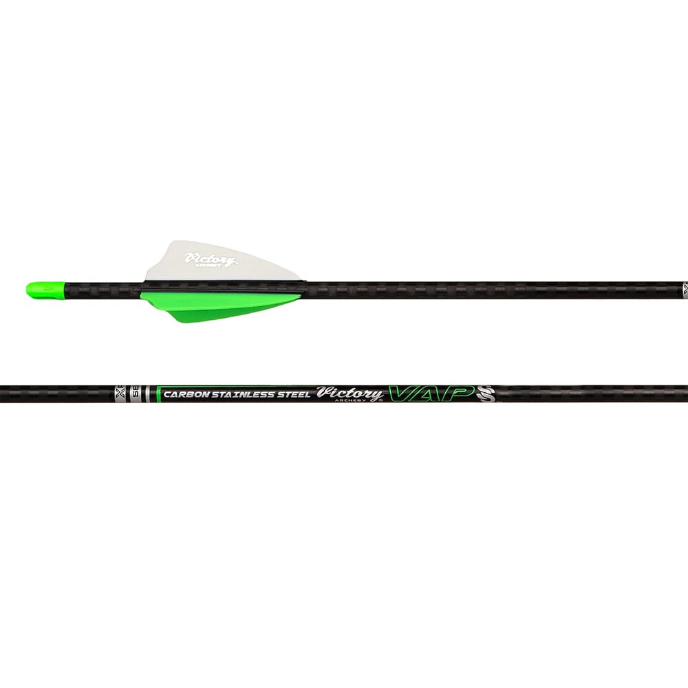Victory Archery VAP SS Gamer 350 Stainless Steel GPI: 8.8 Fletched Arrow 6pk VAPSSG-350FX-6 - Victory Archery