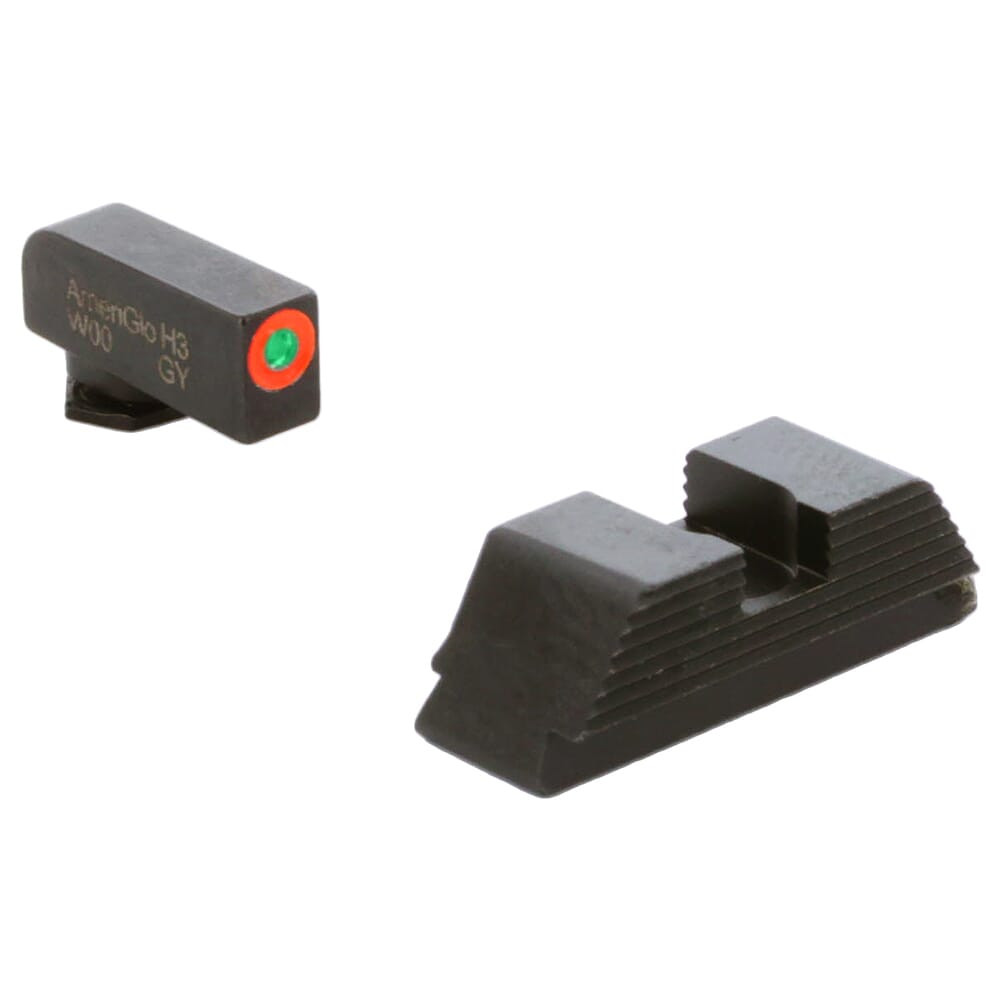 Ameriglo Protector Green Tritium w/Orange Outline Front, Black Serrated Rear Sight Set for Walther PDP WA-433 - Ameriglo