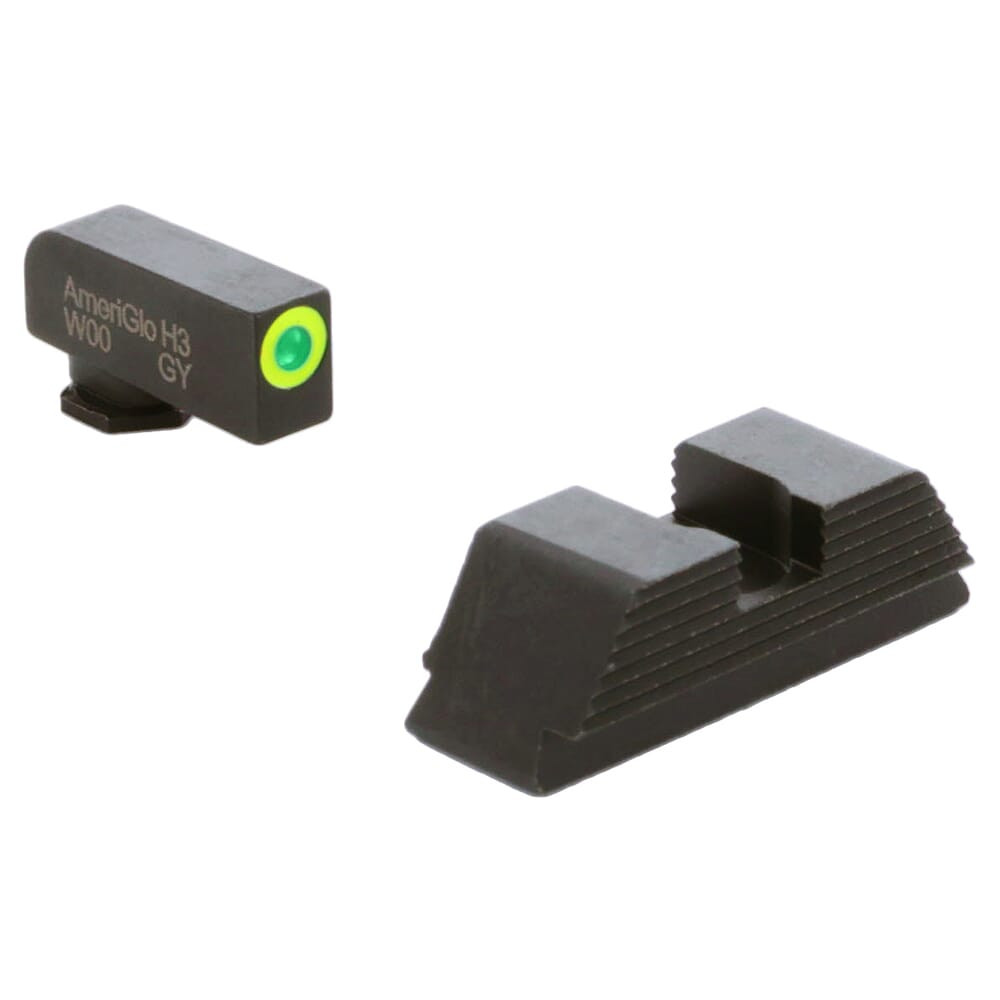 Ameriglo Protector Green Tritium w/LumiGreen Outline Front, Black Serrated Rear Sight Set for Walther PDP WA-533 - Ameriglo