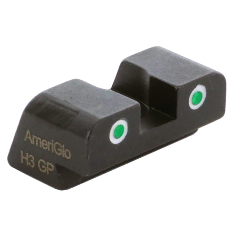 Ameriglo Green Tritium 2-Dot w/White Outlines .27"H .165" Sq Notch #10 Rear Sight for Most Sig/Springfield Models, Hellcat (non OSP) XD-191-OP-R - Ameriglo