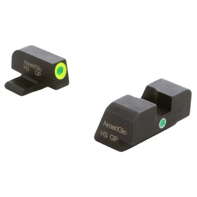 Ameriglo i-Dot Green Tritium w/LumiGreen Outline Front, Green Single Dot Rear Night Sight Sight for Springfield XD XD Models XD-301 - Ameriglo