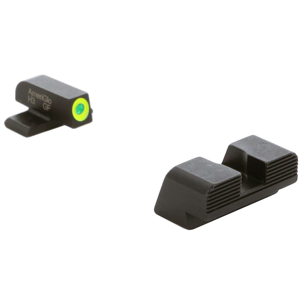 Ameriglo Protector Green Tritium w/LumiGreen Outline Front, Black Serrated Rear Sight Set for Springfield XD XD-533 - Ameriglo