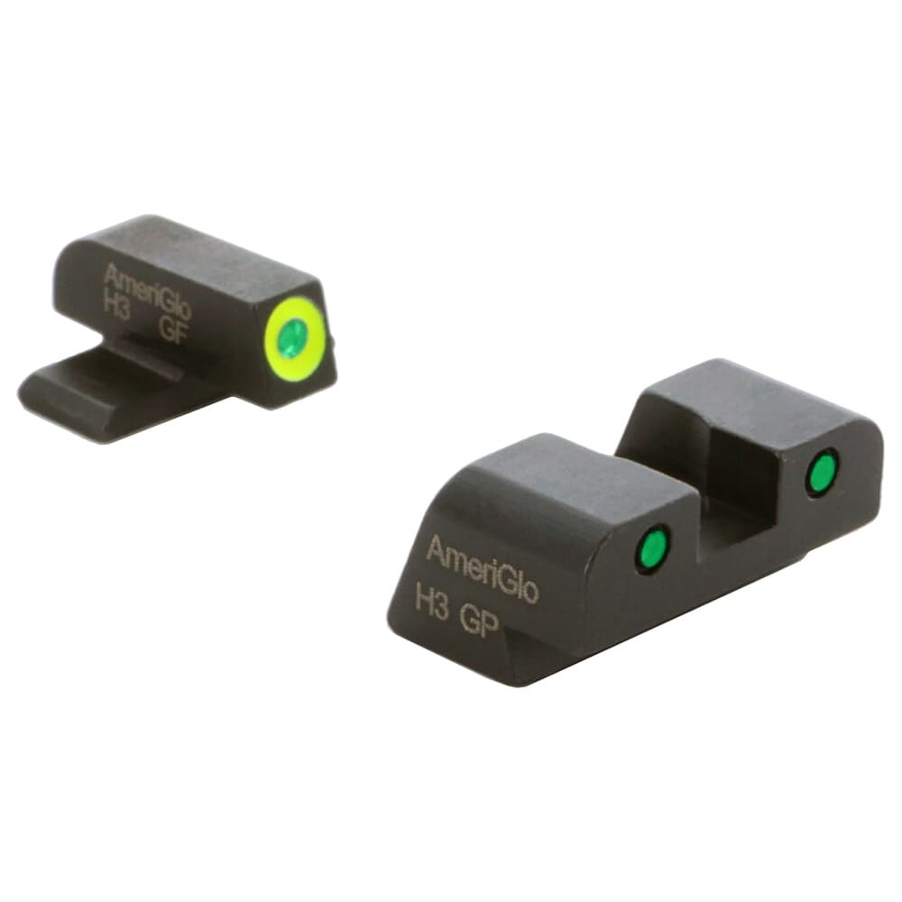 Ameriglo Spartan Green Tritium w/LumiGreen Outline Front, Green Tritium w/Black Outline Rear 3-Dot Night Set for Springfield XD XD XD-546 - Ameriglo