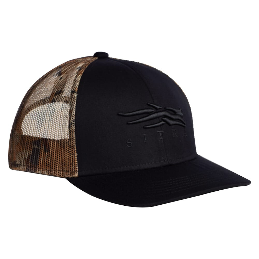 Sitka Gear Waterfowl Marsh/Sitka Black Icon Mid Pro Trucker Hat One Size Fits All 20234-BK-OSFA - Sitka Gear