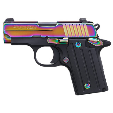 Sig Sauer P238 Mirco-Compact 9mm 2.7" Bbl SAO Sigilite 6RD Titanium Rainbow Pistol 238-380-RBT2 - Sig Sauer