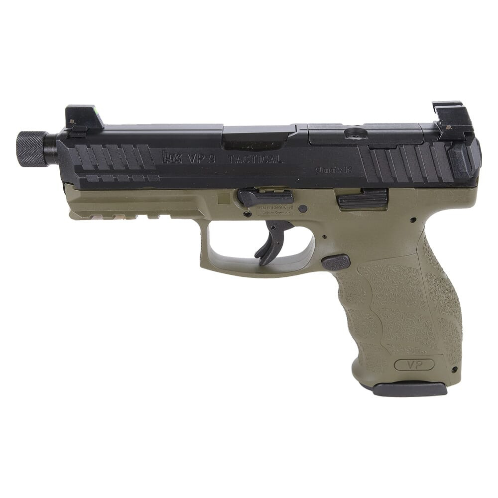 Heckler & Koch HK VP9-B Tactical 9mm 4.7" Bbl Push-Button Mag Release Optics Ready Green Pistol w/(3) 10rd Mags & Night Sights 81000789 - Heckler & Koch