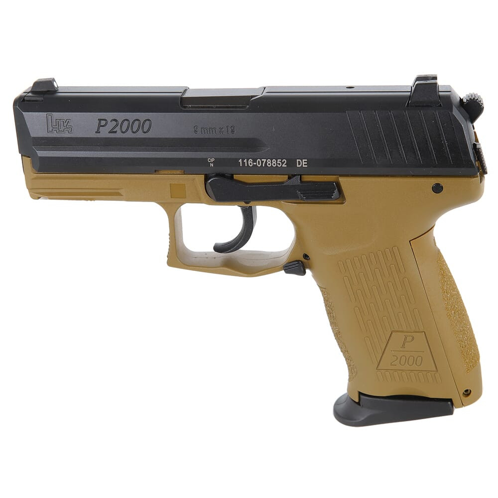 Heckler & Koch HK P2000 V3 9mm 3.66" Bbl DA/SA NMS FDE Pistol w/(3) 13rd Mags & Night Sights 81000840 - Heckler & Koch