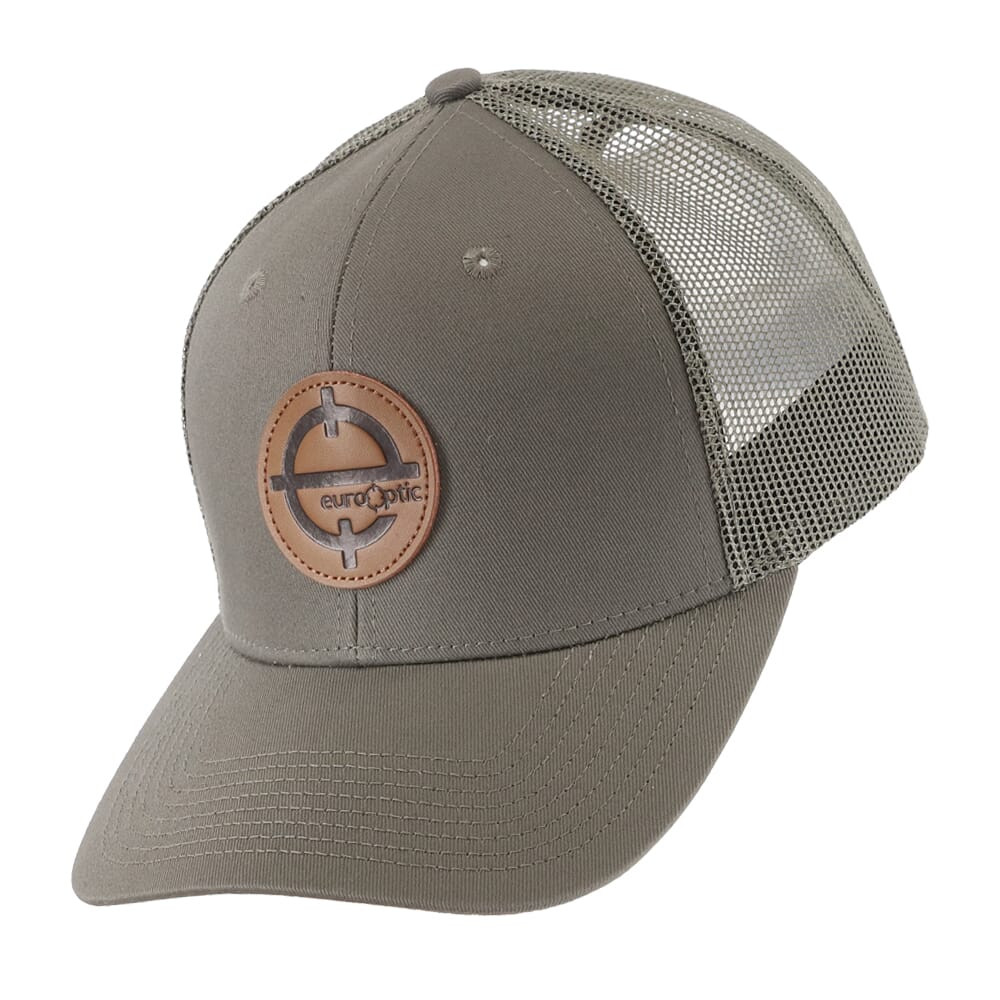 EuroOptic Olive Drab w/Leather Reticle Patch Mesh Back Hat 901-14-GRN in Green - Eurooptic