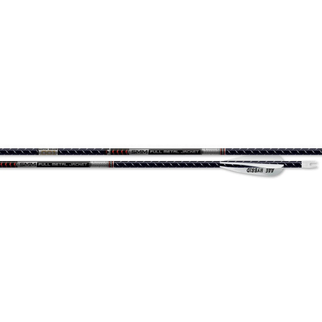 Easton 5mm FMJ Match Grade 500 Arrow w/3'' Hybrid 26 HIT & Collar 6pk 901397 - Easton
