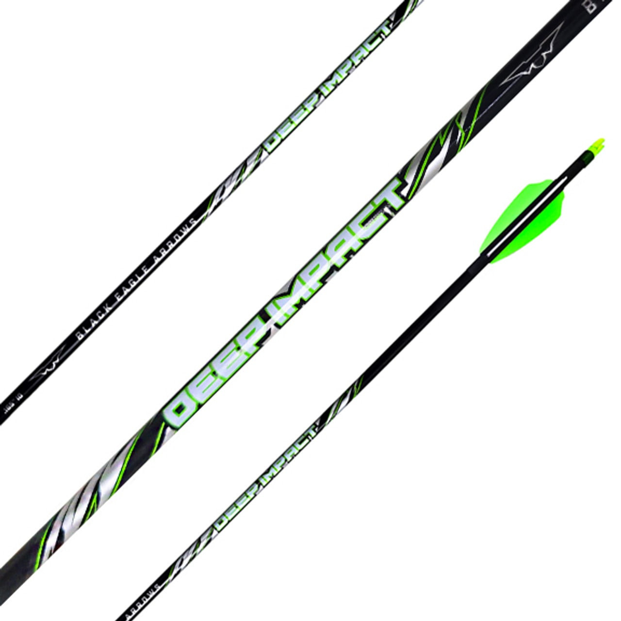 Black Eagle 15/64" Factory Fletched Arrow Deep Impact 2.5" Shield Cut 6 pack .001"-300 33813 - black eagle