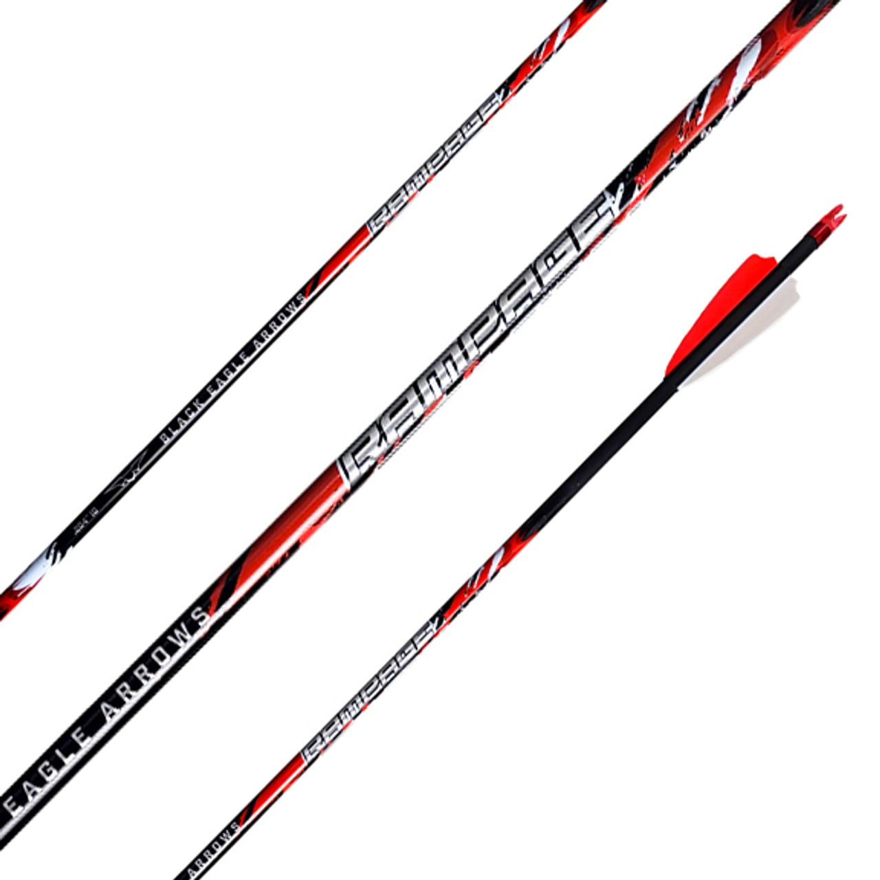 Black Eagle 17/64" Factory Fletched Arrow Rampage 2.5" Shield Cut 6 pack .003"-250 33829 - black eagle