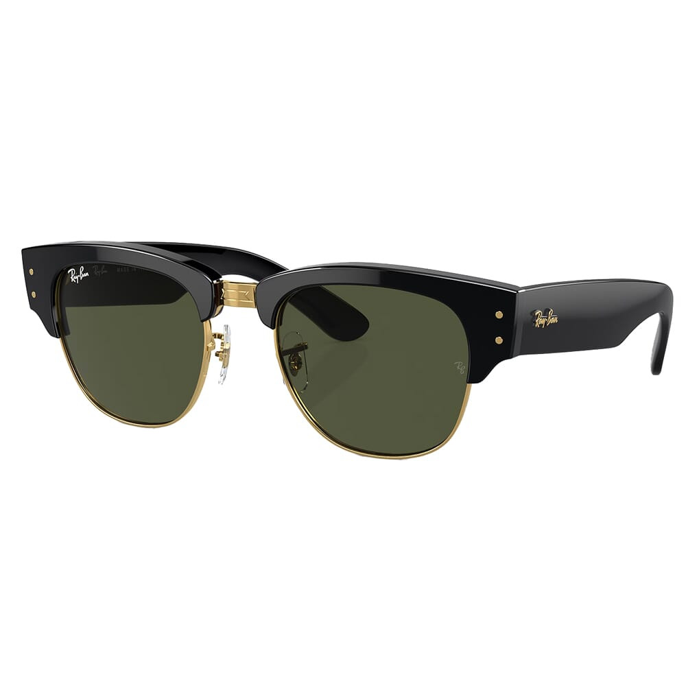 Ray-Ban Mega Clubmaster Polished Black/Gold Sunglasses w/Green Lenses 0RB0316S-901/31-53 - Ray-Ban
