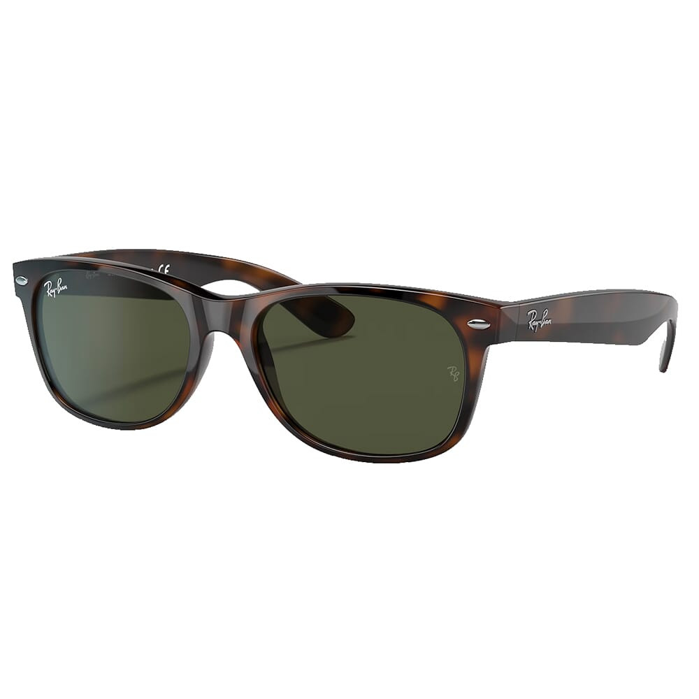 Ray-Ban New Wayfarer Glasses Polished Tortoise Sunglasses w/G-15 Green Lenses 0RB2132-902L-55 - Ray-Ban