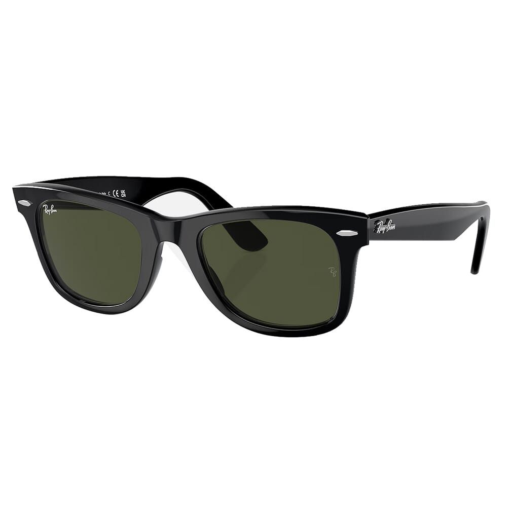 Ray-Ban Wayfarer Glasses Polished Black Sunglasses w/G-15 Green Lenses 0RB2140-901-54 - Ray-Ban