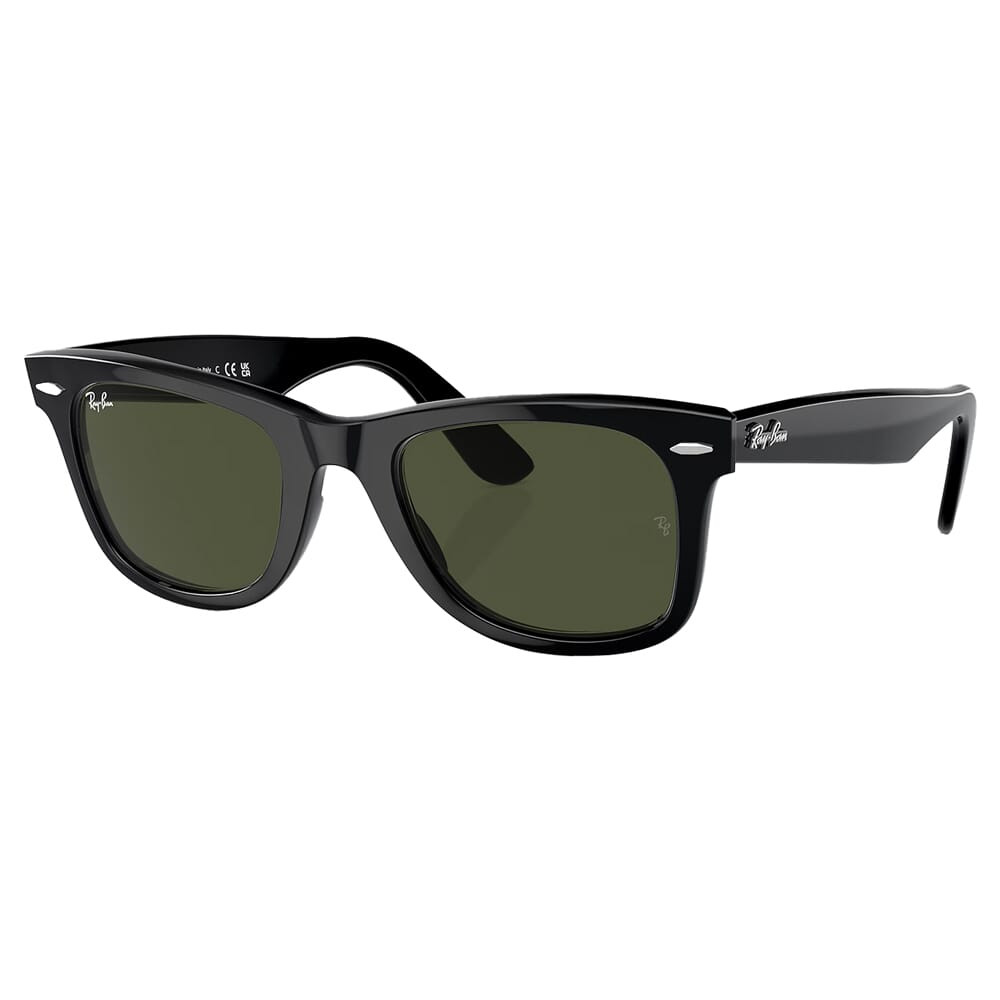 Ray-Ban Wayfarer Glasses Polished Black Sunglasses w/G-15 Green Polarized Lenses 0RB2140-901/58-54 - Ray-Ban