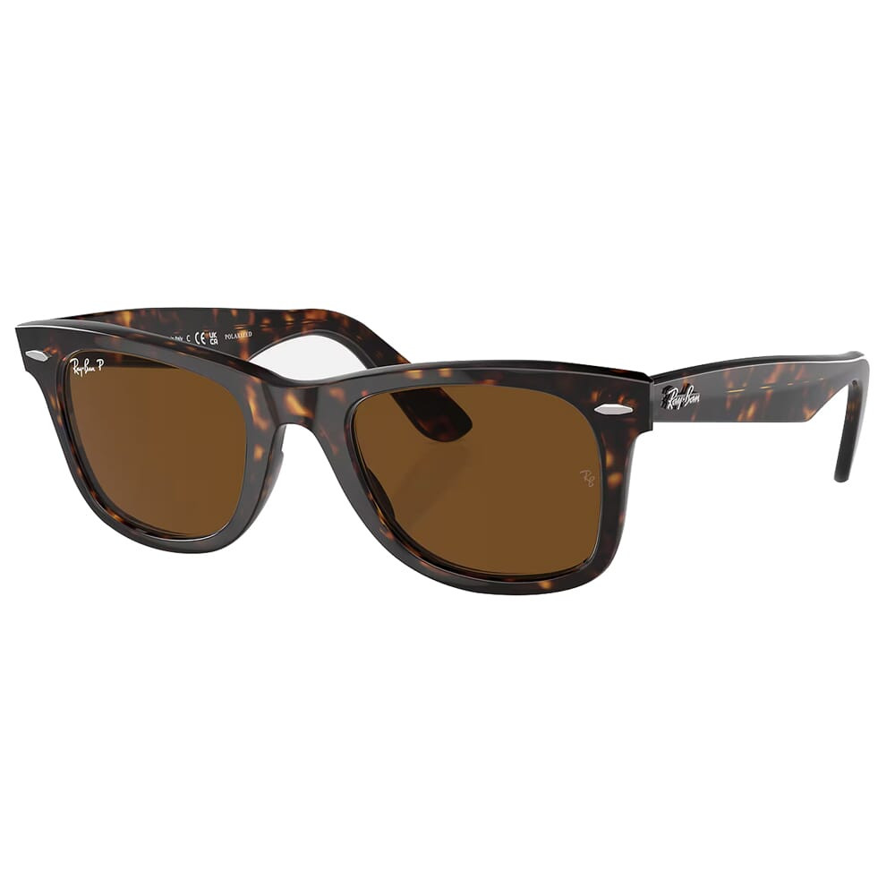 Ray-Ban Wayfarer Glasses Polished Tortoise Sunglasses w/B-15 Brown Polarized Lenses 0RB2140-902/57-50 - Ray-Ban