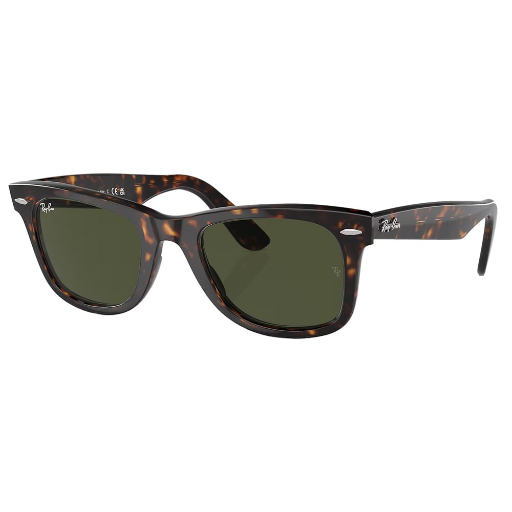 Ray-Ban Wayfarer Glasses Polished Tortoise Sunglasses w/G-15 Green Polarized Lenses 0RB2140-902/58-50 - Ray-Ban