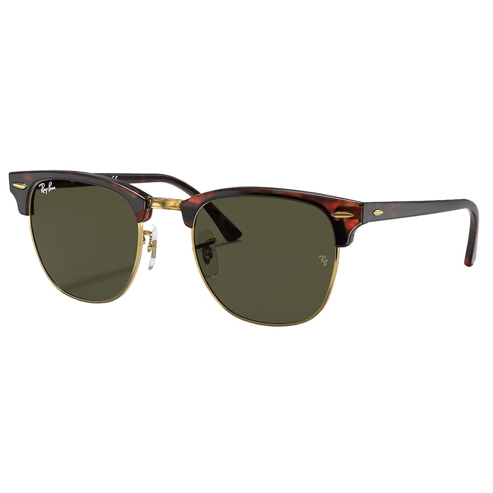 Ray-Ban Clubmaster Polished Tortoise/Gold Sunglasses w/G-15 Green Polarized Lenses 0RB3016-990/58-51 - Ray-Ban