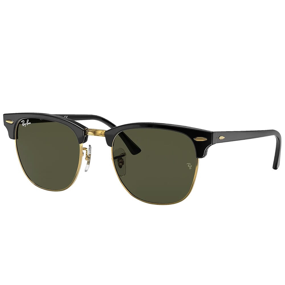 Ray-Ban Clubmaster Black & Gold/Arista Acetate/Metal Sunglasses w/Green Classic G-15 Lenses 0RB3016-W0365-51 in Black/Gold - Ray-Ban