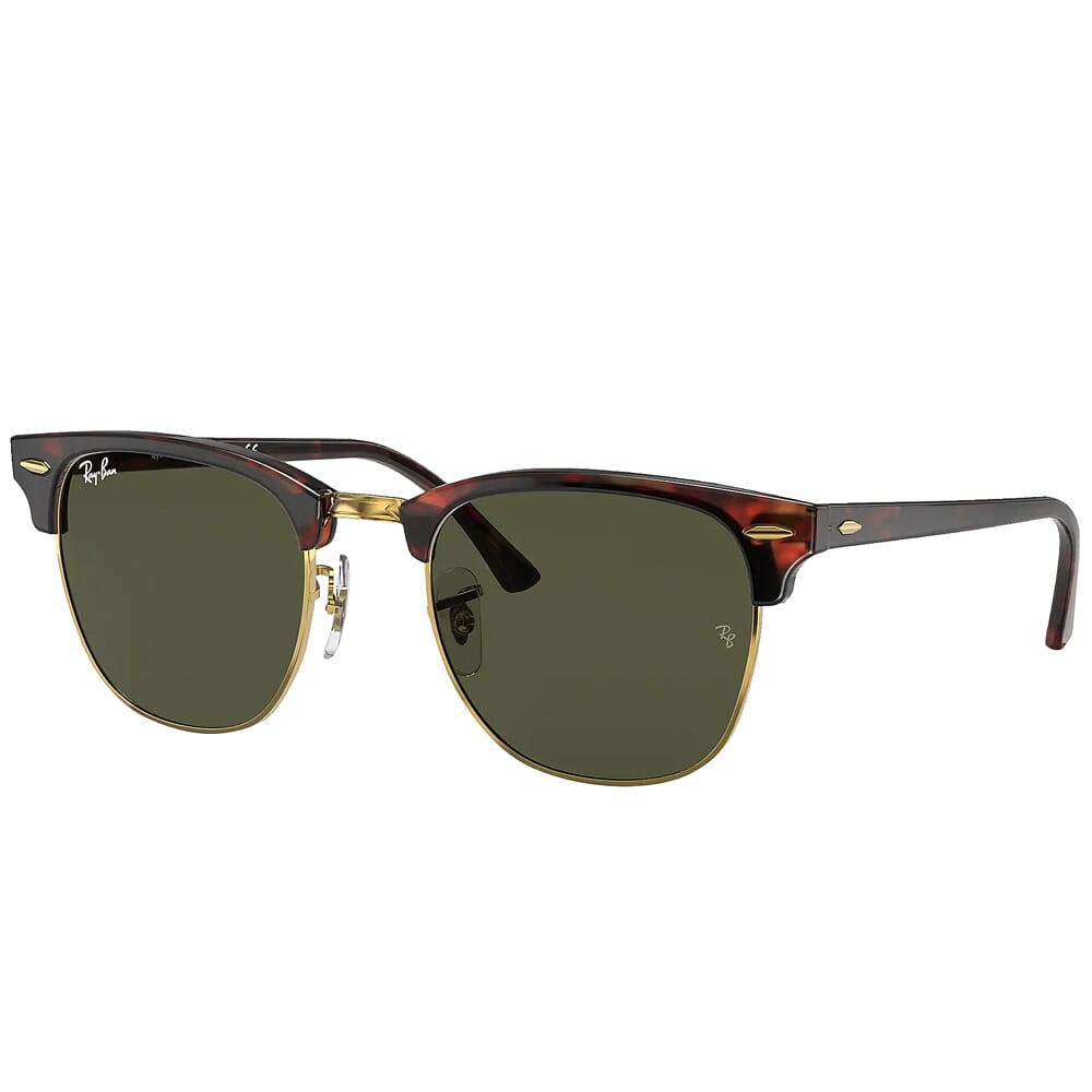 Ray-Ban Clubmaster Tortoise & Gold/Arista Acetate Sunglasses w/Green Classic G-15 Lenses 0RB3016-W0366-49 - Ray-Ban