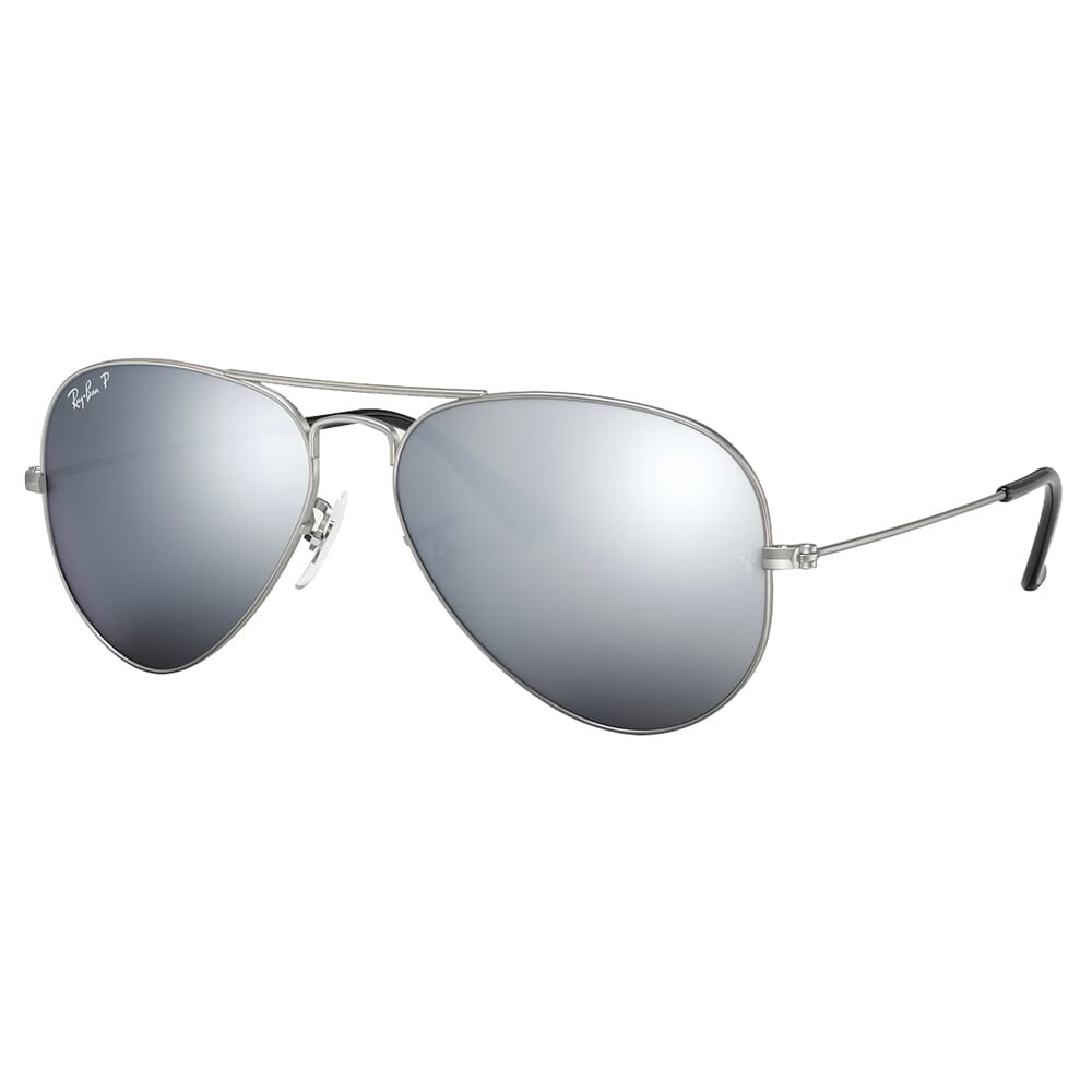 Ray-Ban Aviator Mirror Matte Silver Sunglasses w/Dark Grey Polarized Mirror Lenses 0RB3025-019/W3-58 - Ray-Ban