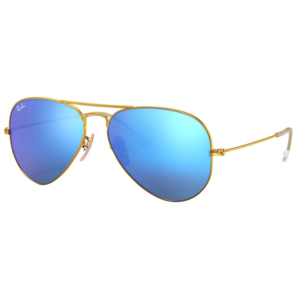 Ray-Ban Aviator Flash Matte Gold Sunglasses w/Grey & Blue Mirror Lenses 0RB3025-112/17-58 - Ray-Ban