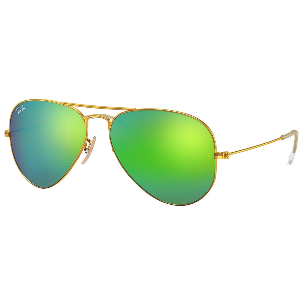 Ray-Ban Aviator Flash Matte Gold Sunglasses w/Grey & Green Mirror Lenses 0RB3025-112/19-58 - Ray-Ban