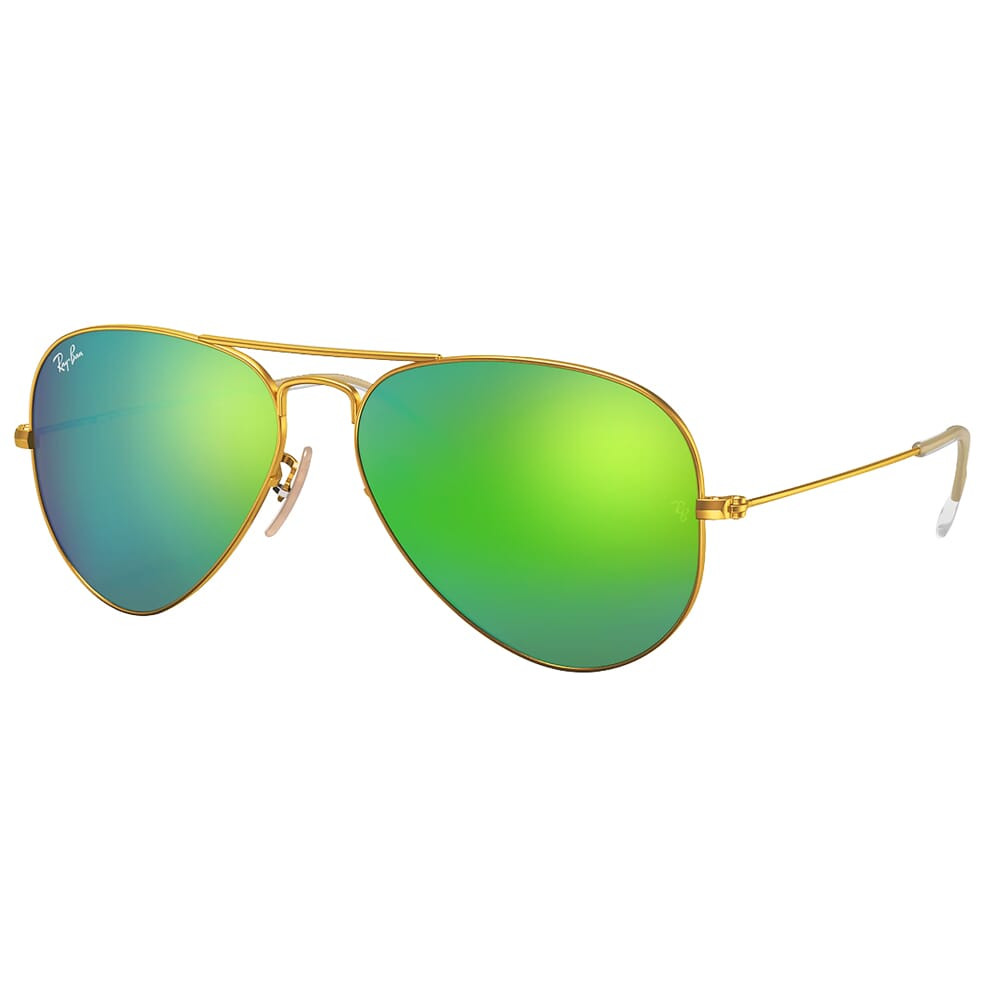 Ray-Ban Aviator Flash Matte Gold Sunglasses w/Green & Violet Mirror Lenses 0RB3025-112/4T-58 - Ray-Ban