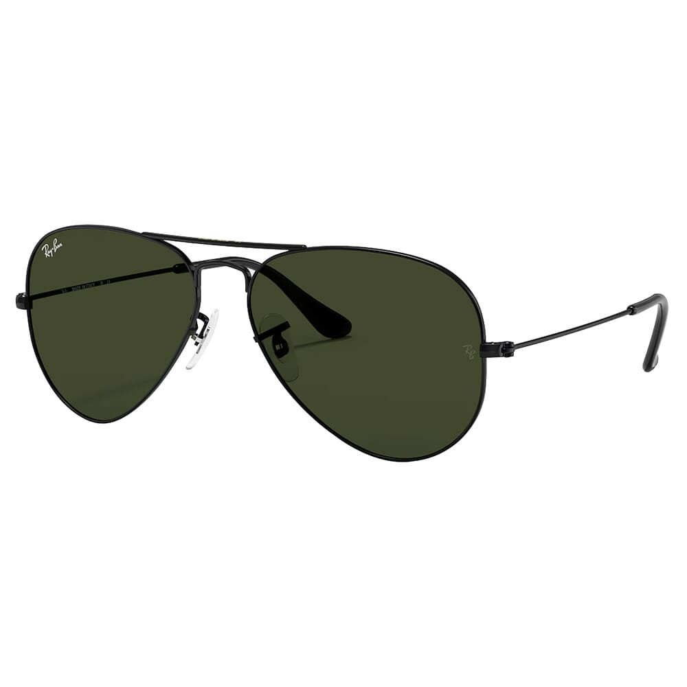 Ray-Ban Aviator Classic Polished Black Sunglasses w/G-15 Green Lenses 0RB3025-L2823-58 - Ray-Ban