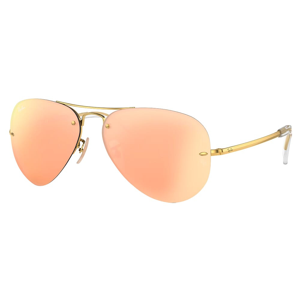 Ray-Ban 0RB3449 Polished Gold Sunglasses w/Bronze & Pink Mirror Lenses 0RB3449-001/2Y-59 - Ray-Ban